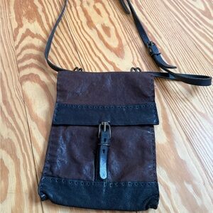 Stylish Brown and Black Leather Crossbody Bag